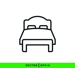 Bed icon vector flat style illustration