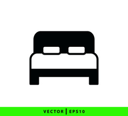 Bed icon vector flat style illustration