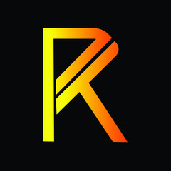trendy minimal simple initial based  golden R letter logo design