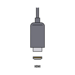 HDMI port plug and connector cable isolated on white background