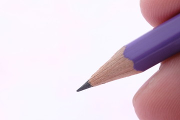 Close up pencil on table background and office supplies space for text