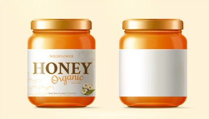 Golden honey jar mock-ups