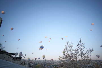 The great tourist attraction of Cappadocia - balloon flight. Cappadocia is known around the world as one of the best places to fly with hot air balloons. Goreme, Cappadocia, Turkey