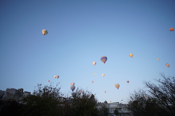 The great tourist attraction of Cappadocia - balloon flight. Cappadocia is known around the world as one of the best places to fly with hot air balloons. Goreme, Cappadocia, Turkey