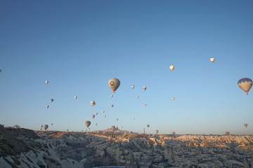 The great tourist attraction of Cappadocia - balloon flight. Cappadocia is known around the world as one of the best places to fly with hot air balloons. Goreme, Cappadocia, Turkey