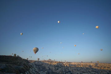The great tourist attraction of Cappadocia - balloon flight. Cappadocia is known around the world as one of the best places to fly with hot air balloons. Goreme, Cappadocia, Turkey