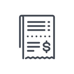 Receipt and Bill line icon. Invoice with Dollar vector outline sign.