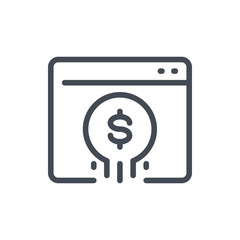 Web Site with Dollar Coin line icon. Online Banking vector outline sign.