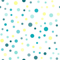 Seamless pattern with random colorful dots on white background. Vector