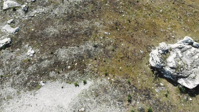 Drone flying over Rauk or Sea Stack, rugged Gotland landscape, Sweden