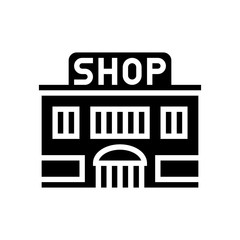 shop store building glyph icon vector. shop store building sign. isolated contour symbol black illustration