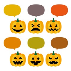 ハロウィン　かぼちゃのおばけと吹き出しのセット