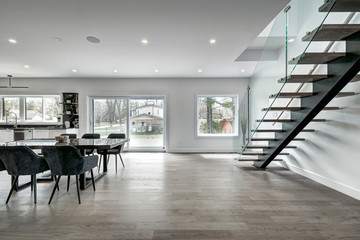 New big luxury modern house in Montreal's suburb partially furnished with backyard, empty rooms,...