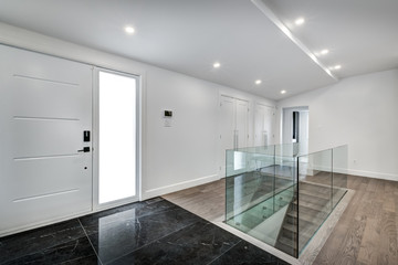 New big luxury modern house in Montreal's suburb partially furnished with backyard, empty rooms, closets, basement and garage