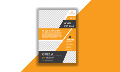 Real estate flyer, banner design template set in A4 size.	