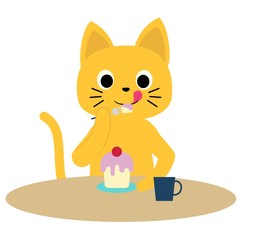 ケーキを食べるネコさん