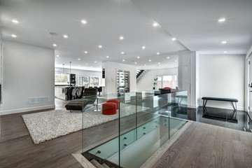 New big luxury modern house in Montreal's suburb partially furnished with backyard, empty rooms, closets, basement and garage
