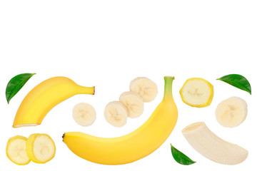 banana isolated on white background. Top view with copy space for your text. Flat lay.