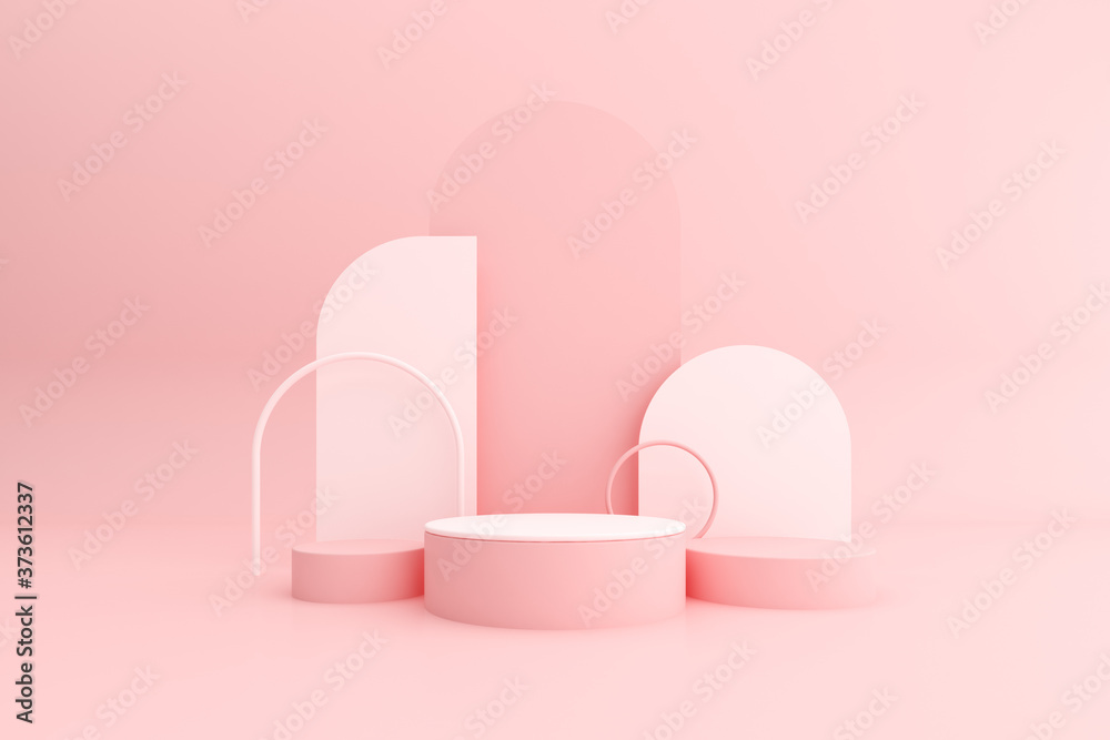 Poster 3d render of abstract geometry podium for product presentation.