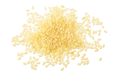 Sesame seeds isolated on white background top view. Flat lay