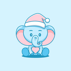 cute baby elephant celebrating christmas