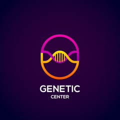 Letter O colourful with abstract Genetic logotype. Medicine, science, laboratory, Technology DNA vector concept