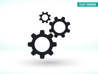 Gears vector icon , lorem ipsum Flat design