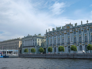 Fototapeta na wymiar 22 of July 2020 - St.Petersburg, Russia: The Winter Palace Hermitage on the bank of the Neva River.