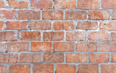 Abstract red brick wall texture light gray old stucco and vintage brickwork pattern background in home interior, grunge rusty blocks of stonework grey color panoramic wide wallpaper