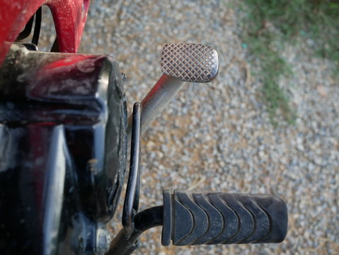 motorcycle foot brake lever and rear brake.