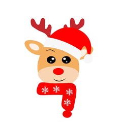 cute christmas animal in santa hat vector illustration