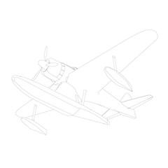 Airplane contour for landing on water. Bottom view. Vector illustration