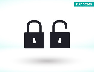 Lock vector icon , lorem ipsum Flat design