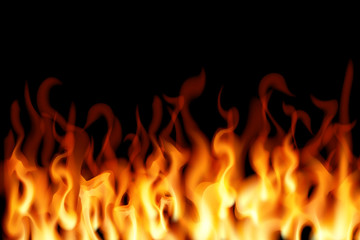 Fototapeta premium Realistic fire on a black background.