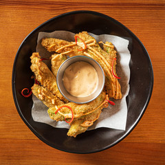deep fried vegetables with sauce