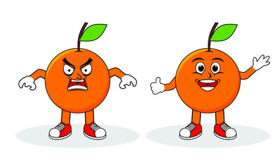 Orange fruit character set flat