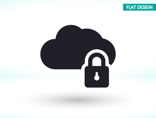 Cloud lock vector icon , lorem ipsum Flat design