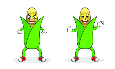 Corn vegetable character set flat