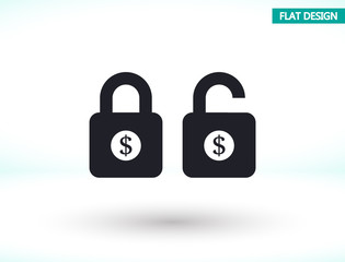 Lock dollar vector icon , lorem ipsum Flat design