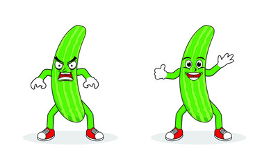 Cucumber vegetable character set flat