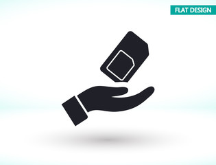 sim card in the hand icon , lorem ipsum Flat design