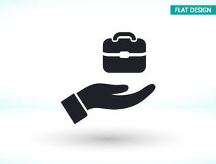 Bag in hand icon , lorem ipsum Flat design