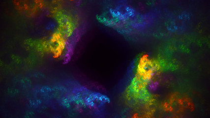 3D rendering abstract multicolor fractal light background