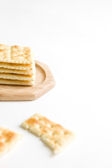 pile of crackers on plate