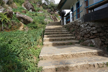 Photography steps leading to Telaga Warna viewing post, Dieng.