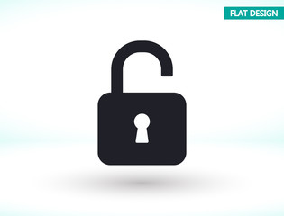 lock symbol on gray background , lorem ipsum Flat design