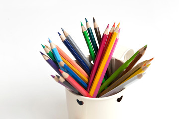 color pencils in pencil vase