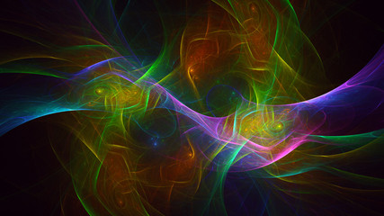 3D rendering abstract multicolor fractal light background