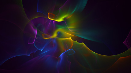 3D rendering abstract multicolor fractal light background