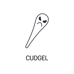 Angry Cudgel sign.Vector linear icon isolated on white background.